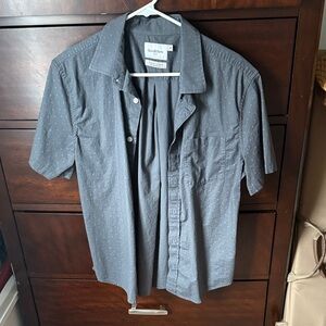 Goodfellow & Co Slate Gray Short-Sleeve Dot-Print Button-Up Shirt